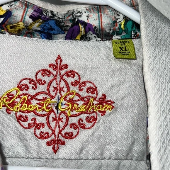 Robert Graham Button Down Dress Shirt With Masquerade Cuffs Extra Large - Picture 14 of 15